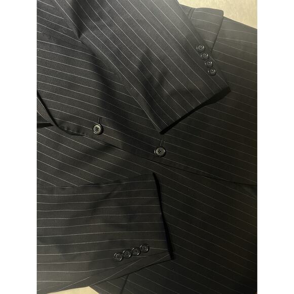 Jos A Bank Mens 41R 36x33 Navy Blue Stripe Wool Cashmere Suit Jacket Pants Set - Picture 8 of 16